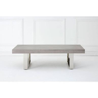 Orsina Ulmus Grey Elm Wood Low Coffee Table with Silver Steel Legs