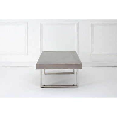 Orsina Ulmus Grey Elm Wood Low Coffee Table with Silver Steel Legs