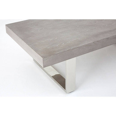 Orsina Ulmus Grey Elm Wood Low Coffee Table with Silver Steel Legs