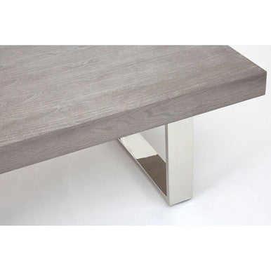 Orsina Ulmus Grey Elm Wood Low Coffee Table with Silver Steel Legs