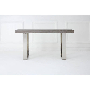 Orsina Ulmus Grey Elm Wood Console Table with Stainless Steel Legs