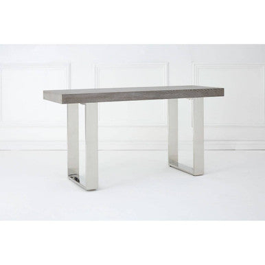 Orsina Ulmus Grey Elm Wood Console Table with Stainless Steel Legs