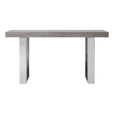 Orsina Ulmus Grey Elm Wood Console Table with Stainless Steel Legs
