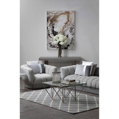 Orsina Ulmus Grey Elm Wood Console Table with Stainless Steel Legs