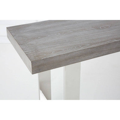 Orsina Ulmus Grey Elm Wood Console Table with Stainless Steel Legs