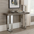 Orsina Ulmus Grey Elm Wood Console Table with Stainless Steel Legs
