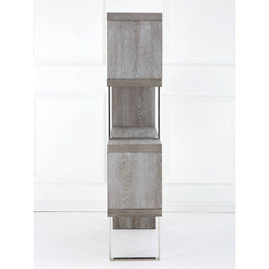 Orsina Ulmus Grey Elm Wood 4 Tier Bookshelf | Modern Hairpin Shelving