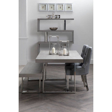 Orsina Ulmus Grey Elm Wood 4 Tier Bookshelf | Modern Hairpin Shelving