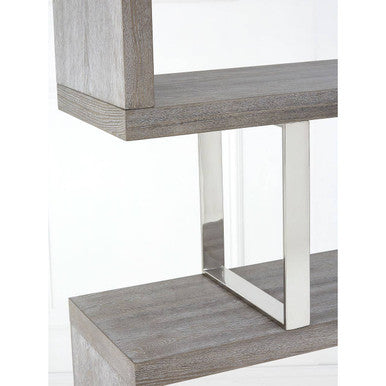 Orsina Ulmus Grey Elm Wood 4 Tier Bookshelf | Modern Hairpin Shelving