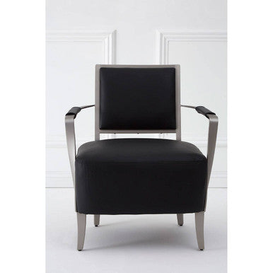 Orsina Moda Black Leather Armchair | Modern Stainless Steel Frame
