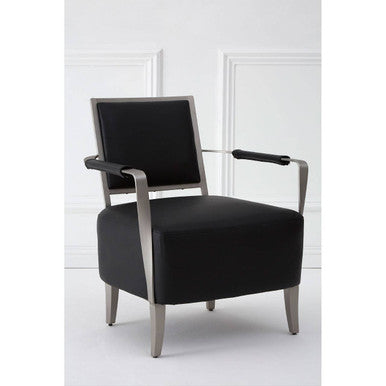 Orsina Moda Black Leather Armchair | Modern Stainless Steel Frame