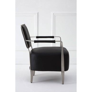 Orsina Moda Black Leather Armchair | Modern Stainless Steel Frame