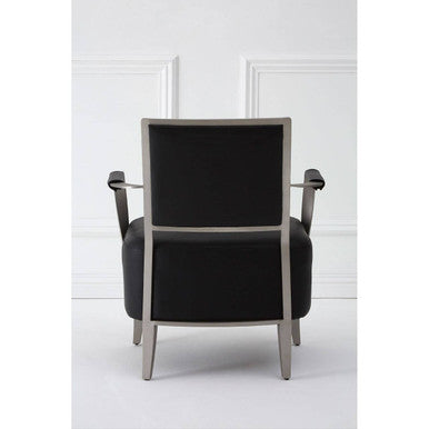 Orsina Moda Black Leather Armchair | Modern Stainless Steel Frame