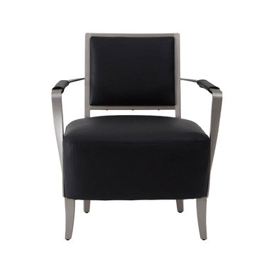 Orsina Moda Black Leather Armchair | Modern Stainless Steel Frame