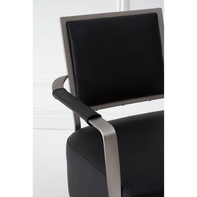 Orsina Moda Black Leather Armchair | Modern Stainless Steel Frame