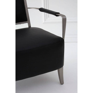 Orsina Moda Black Leather Armchair | Modern Stainless Steel Frame