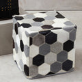 Orsina Safira Leather Patchwork Pouffe – Hand-Stitched Cowhide Ottoman