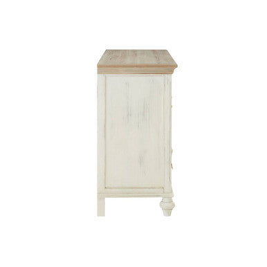Orsina Hendra Storage Cabinet – Weathered White with 6 Willow Baskets
