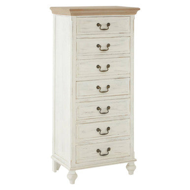 Orsina Hendra Antique Style 7 Drawer Chest – Natural and Cream Wood