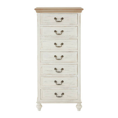 Orsina Hendra Antique Style 7 Drawer Chest – Natural and Cream Wood