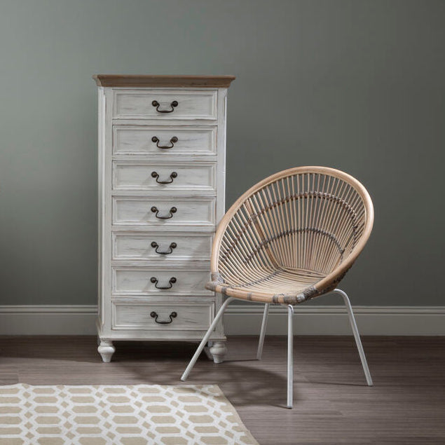 Orsina Hendra Antique Style 7 Drawer Chest – Natural and Cream Wood