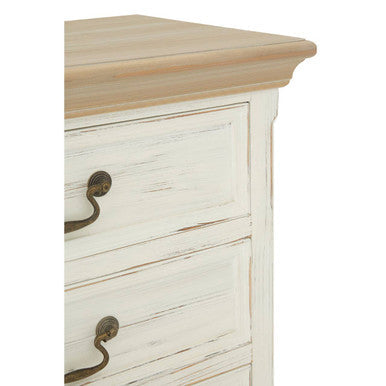 Orsina Hendra Antique Style 7 Drawer Chest – Natural and Cream Wood