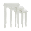 Orsina Hendra White Wooden Nesting Tables – Set of 3 Carved Accent Tables