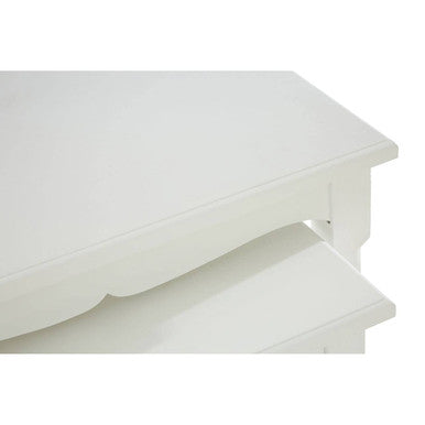 Orsina Hendra White Wooden Nesting Tables – Set of 3 Carved Accent Tables