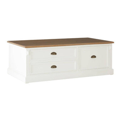 Orsina Hardwick Coffee Table – Fir Wood Top with 3 Storage Drawers