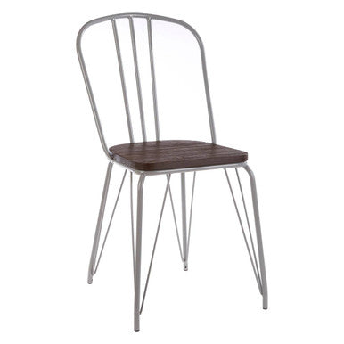 Orsina District Dining Chair – Grey Metal Frame and Elm Wood Seat