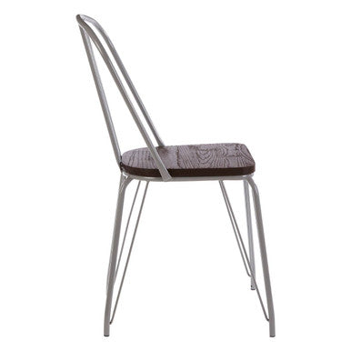Orsina District Dining Chair – Grey Metal Frame and Elm Wood Seat