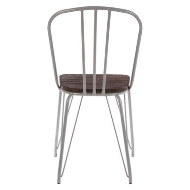 Orsina District Dining Chair – Grey Metal Frame and Elm Wood Seat