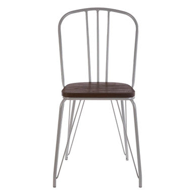 Orsina District Dining Chair – Grey Metal Frame and Elm Wood Seat