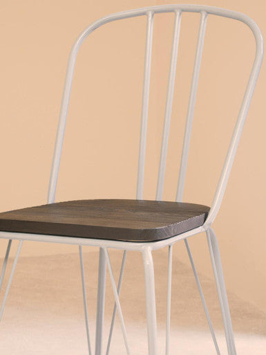 Orsina District Dining Chair – Grey Metal Frame and Elm Wood Seat