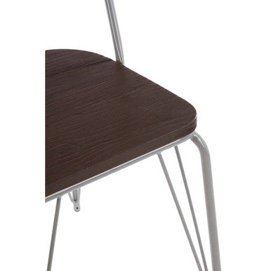 Orsina District Dining Chair – Grey Metal Frame and Elm Wood Seat