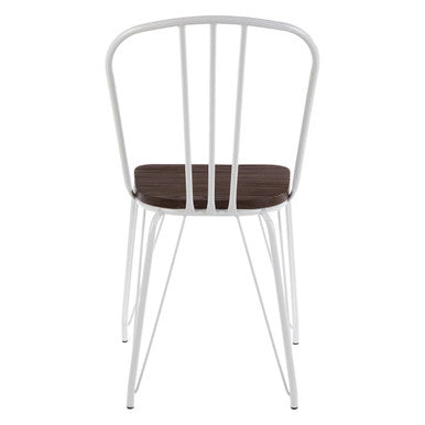 Orsina District Dining Chair – White Metal Frame with Elm Wood Seat
