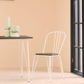 Orsina District Dining Chair – White Metal Frame with Elm Wood Seat