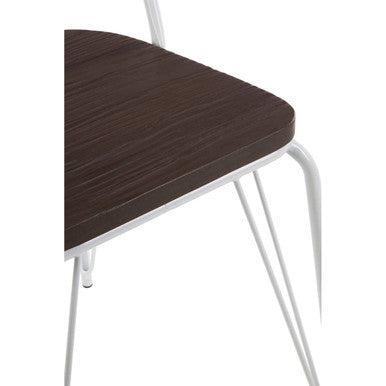 Orsina District Dining Chair – White Metal Frame with Elm Wood Seat