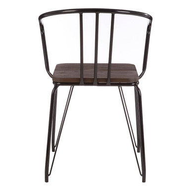 Orsina District Armchair – Industrial Black Metal and Elm Wood Dining Chair