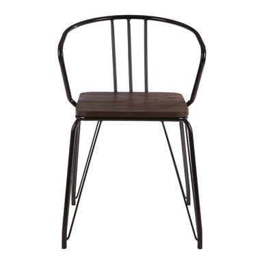 Orsina District Armchair – Industrial Black Metal and Elm Wood Dining Chair
