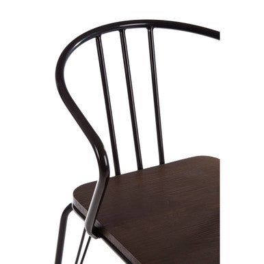 Orsina District Armchair – Industrial Black Metal and Elm Wood Dining Chair