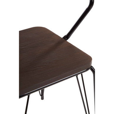 Orsina District Armchair – Industrial Black Metal and Elm Wood Dining Chair