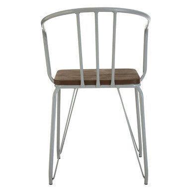Orsina District Grey Metal and Elm Wood Armchair – Modern Dining Chair