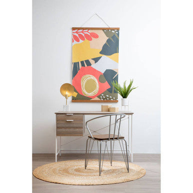 Orsina District Grey Metal and Elm Wood Armchair – Modern Dining Chair