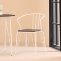 Orsina District White Metal and Elm Wood Armchair – Modern Dining Chair