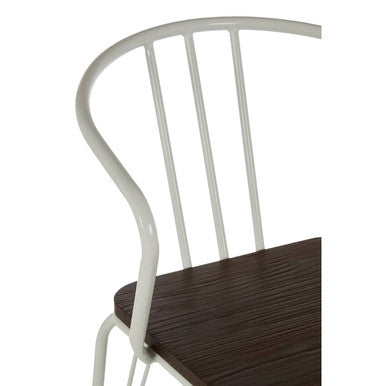 Orsina District White Metal and Elm Wood Armchair – Modern Dining Chair