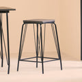Orsina District Counter Stool – Black Metal and Elm Wood Kitchen Seat