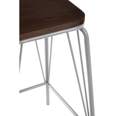 Orsina District Industrial Bar Stool - Grey Metal and Elm Wood