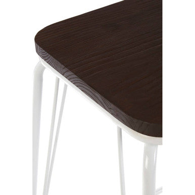 Orsina District Counter Stool – White Metal and Elm Wood Seating