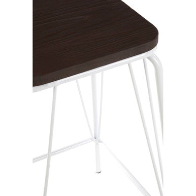 Orsina District Counter Stool – White Metal and Elm Wood Seating